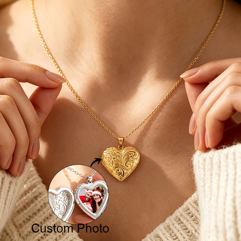 Customized Photo Heart-Shaped Necklace — Stylish Gift for Her